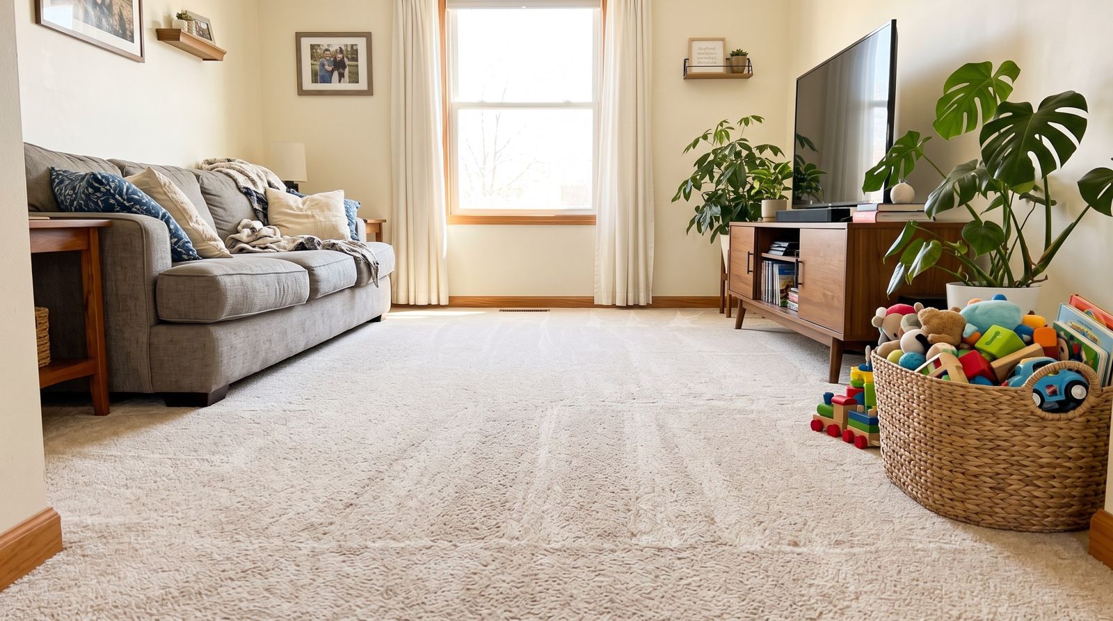 After cleaning, living room carpet